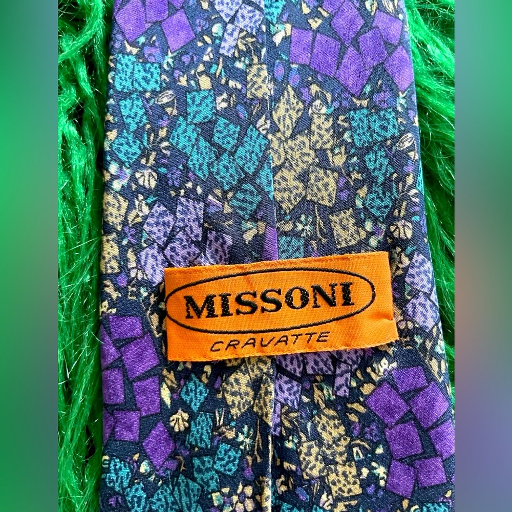 Missoni Silk Tie with Purple and Blue Pattern